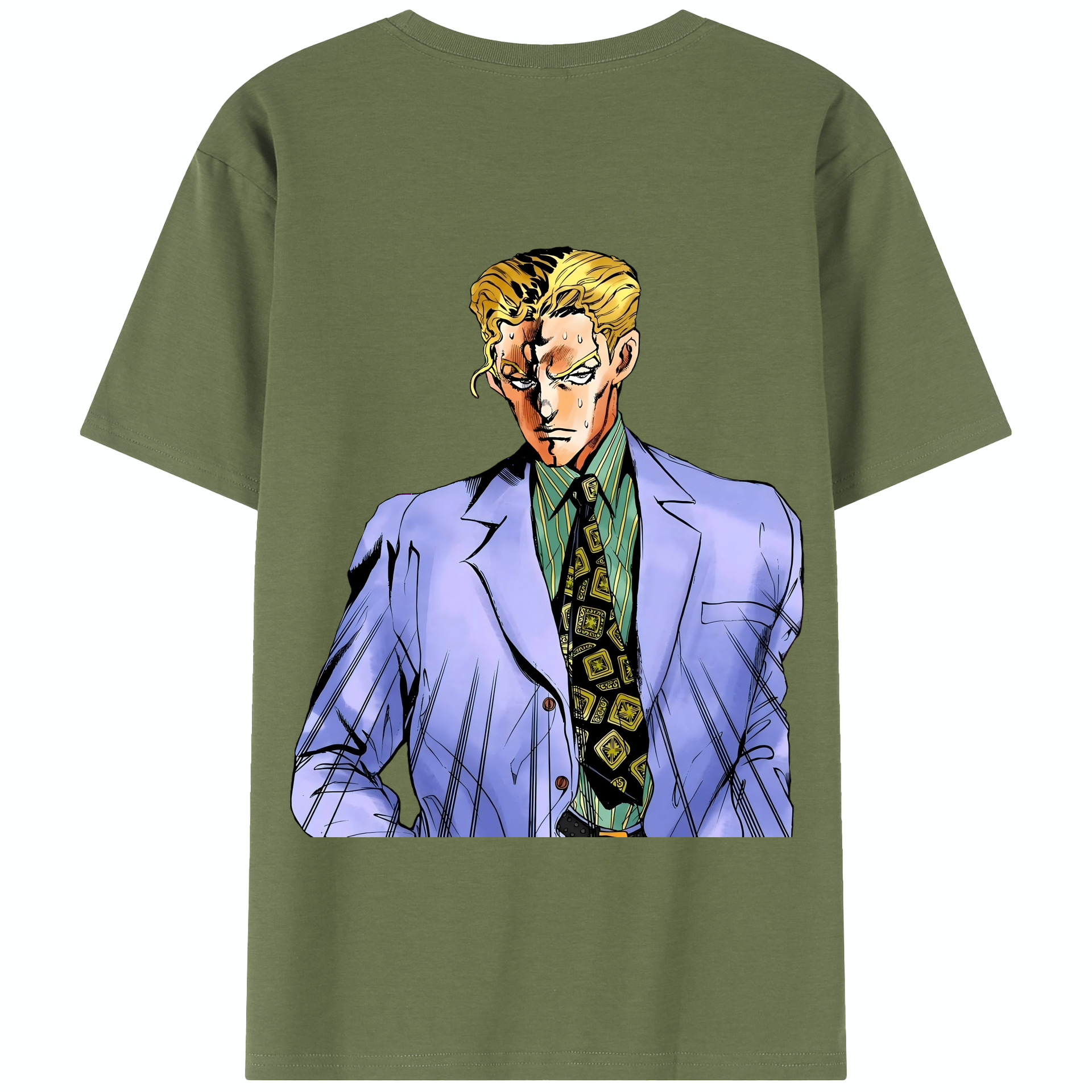 （画像用） ジョジョの奇妙な冒険 きら よしかげ JoJo's Bizarre Adventure Kira Yoshikage 綿100％半袖Tシャツ（背面プリント）